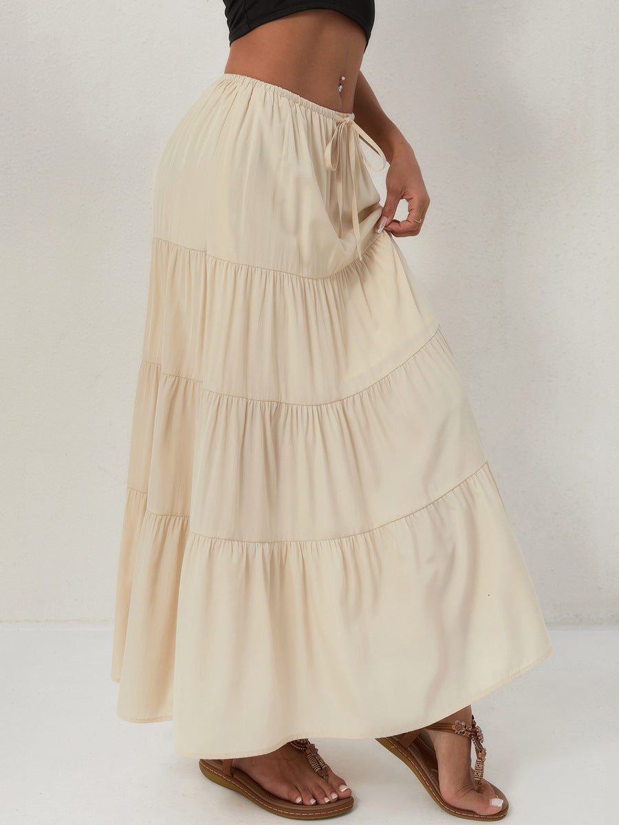 Tiered Cotton-Blend Maxi Skirt, view 3