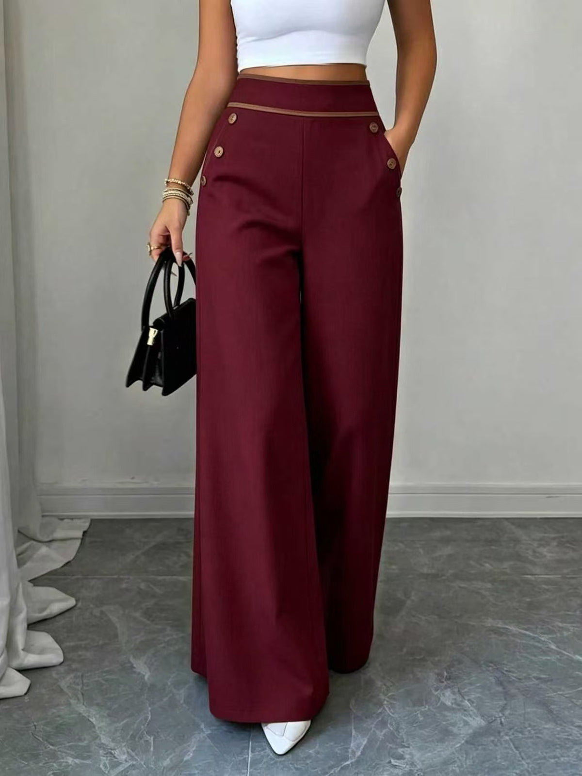 High-Waisted Wide-Leg Pants, view 3