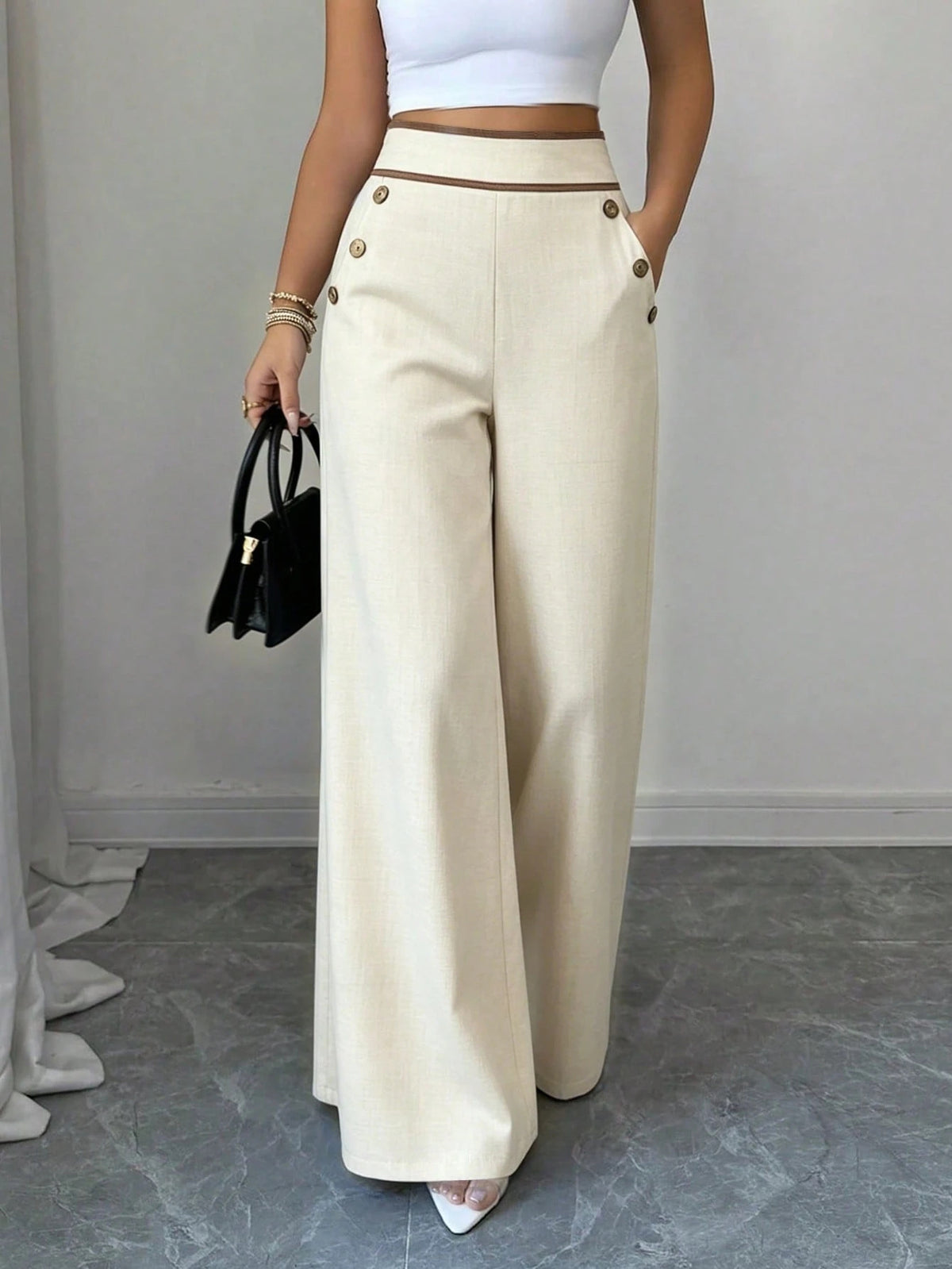 High-Waisted Wide-Leg Pants, view 5