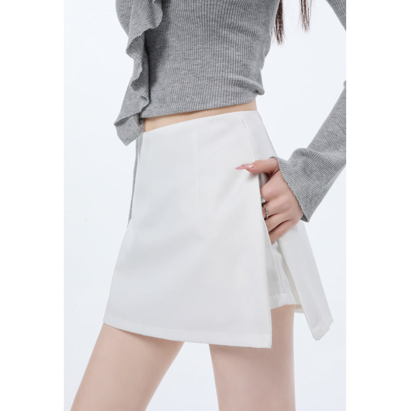 Asymmetric Wrap Mini Skirt in White