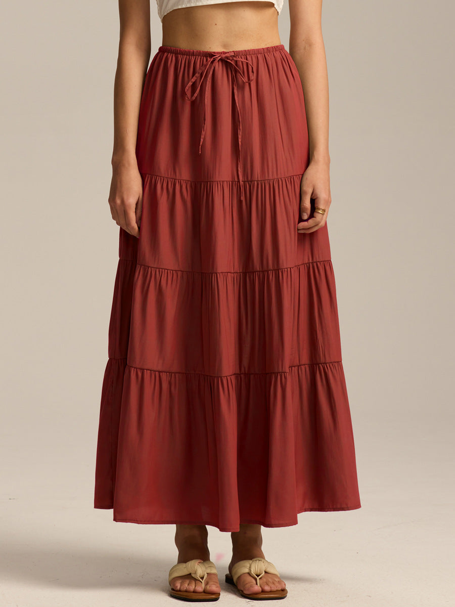 Tiered Cotton-Blend Maxi Skirt, view 2