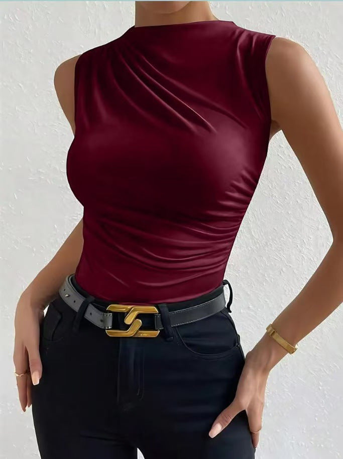 Pleated Mock Neck Tank Top, view 14