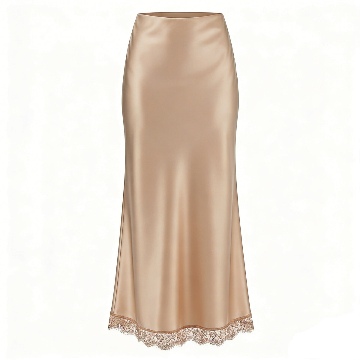 Satin and Lace Long Skirt in Champagne (Maxi)