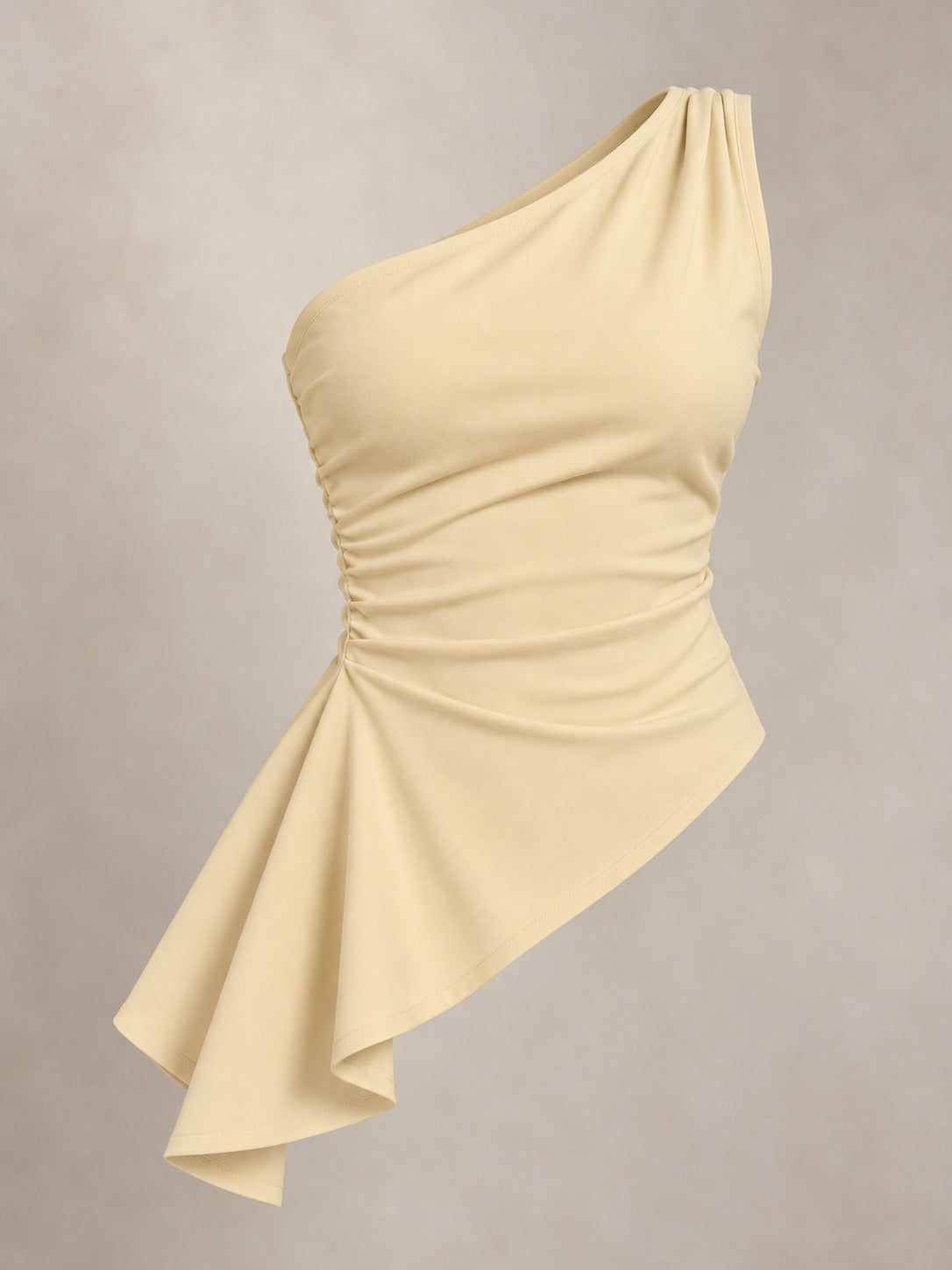 Asymmetric One-Shoulder Tank Top in Apricot, product only