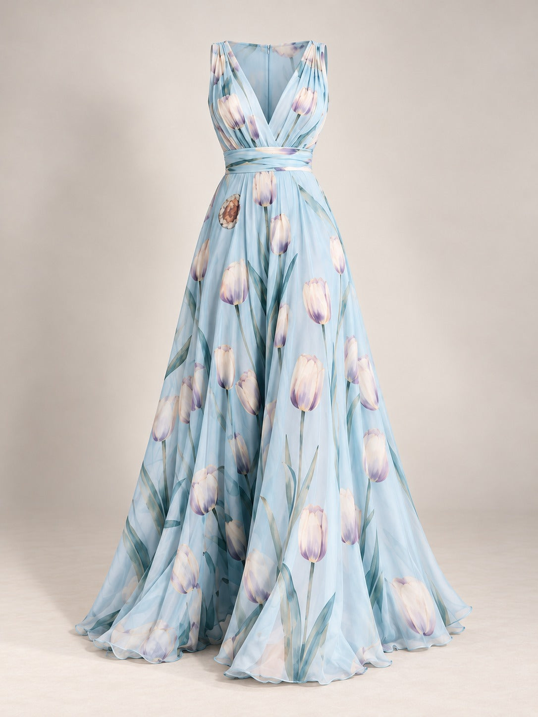 Floral Print Maxi Dress in Blue, product only